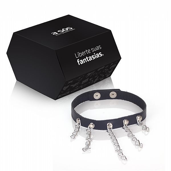 Gargantilha em Couro com detalhes Metal