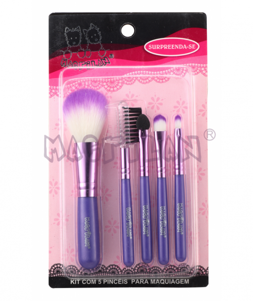 KIT DE PINCÉIS PARA MAQUIAGEM MACRILAN C/5 PINCÉIS