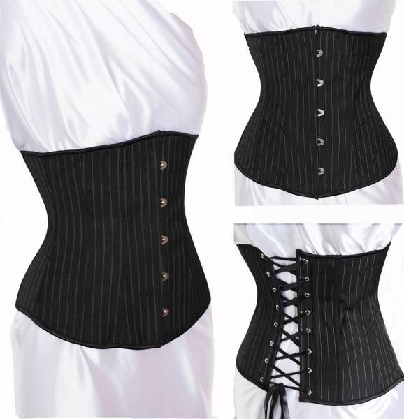 Corselet underbust preto risca de giz