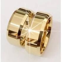 Par de Alianças 8 mm em tungstênio banhadas a ouro 18k