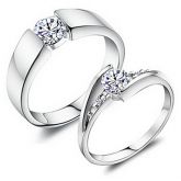 doce casal casal de strass prata anéis (1 par) #01023049