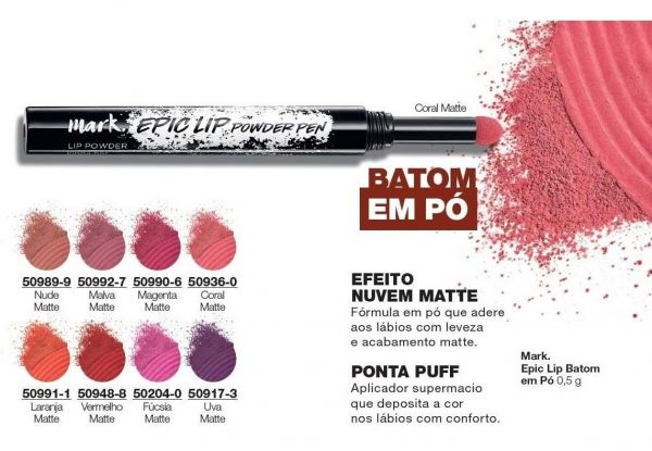 Batom Em Pó Avon Mark. Epic Lip 0,5g.