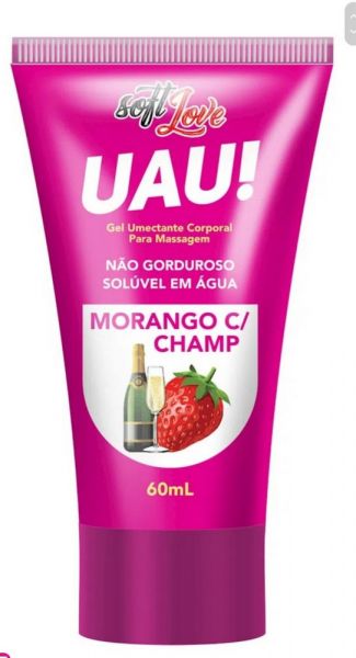 Uau Gel Lubrificante Íntimo de Morango com Champanhe 60ml Soft Love