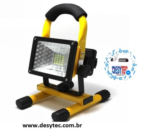 Refletor Led Portátil 30w Sinalizador Bateria Recarregável