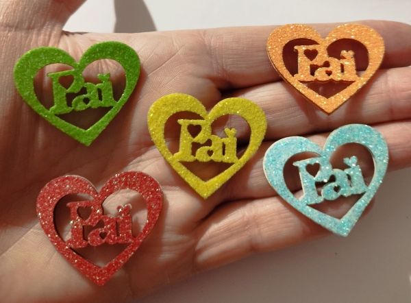 Coração Pai Colorido (60 Adesivos)