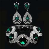 Joias De Luxo Cristal Conjunto Pulseira Brinco Elegantes