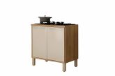10951.Balcao Cozinha Paris 80 2P para CookTop 4Bs Cinamomo.Off White Salleto