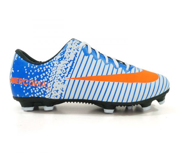 Chuteira Campo Nike Mercurial Vortex 3 Branco, Azul e Laranja
