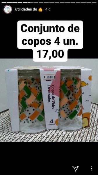 Conjunto com 4 copos decorados
