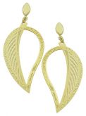 Brinco folheado a ouro, feito com chapa em forma de folha - Cod: BS2437