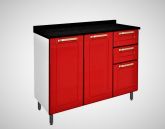 Balcao Aco Triplo 3P2G Colors Vermelho Bertolini