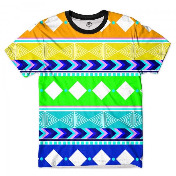 CAMISETA BSC TRIBAL FORMAS FULL PRINT VERDE