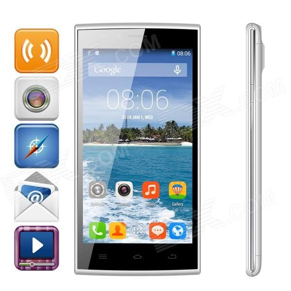 THL T6S MTK6582M Quad-Core 4.4 telefone Android w / 5.0 ″ IPS, OTA de ROM, GPS, 8 GB - branco