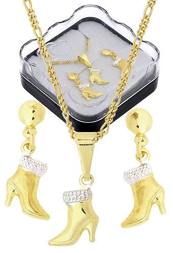 Conjunto folheado a ouro c/ corrente, brincos e pingente /CÓD.: BG0805