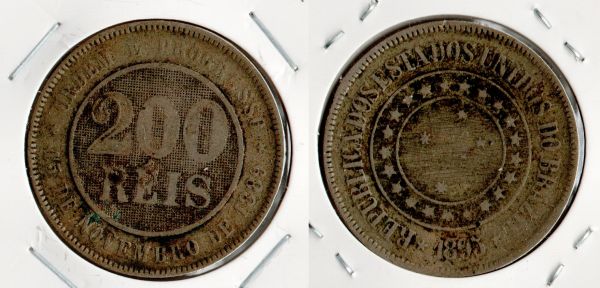 V048-1 - 200 Réis 1895 -Tiragem 1.633,500