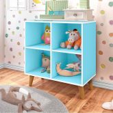 Estante Montessoriana 75 4 Nichos Azul 1242 J A Moveis