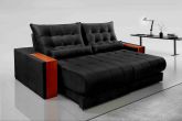 Estofado Retratil Reclinavel Genova 250 2x100 Molas Ensacadas Veludo Inca 820 Preto Evidence