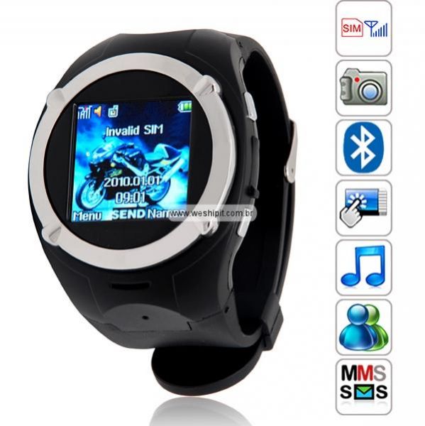 Celular Relógio MQ998 c/ Touch Screen Bluetooth Quadriband -