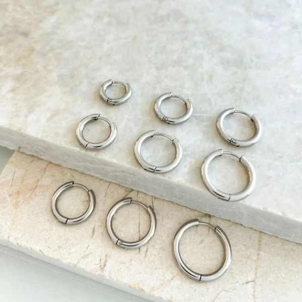 *trio de argola prata de aço inoxidável*