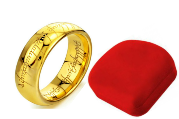 Anel O Senhor dos Anéis em Tungstênio Folhado a Ouro 18k Anel Talhado a laser em Élfico
