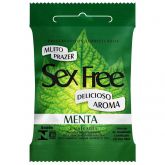 PRESERVATIVOS LUBRIFICADOS AROMÁTICOS COM 3 UNIDADES SEX FREE MENTA