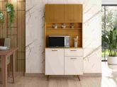Kit Cozinha Izis 90 4P1G1N Freijo Efeito Ripado 3D.Off White Poliman