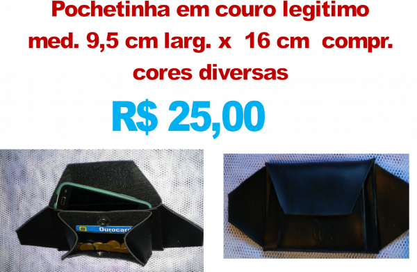 pochetinha em couro legitimo