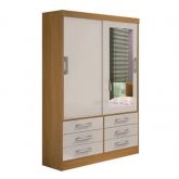 Roupeiro Meridian Plus 2P6G com Espelho Cinamomo.Off White D Doro