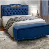 Cabeceira Solteiro Belize 90 Veludo Azul 2302 SR Cabec