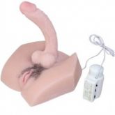 Hermafrodita (pênis e vagina realísticos) em Cyberskin pele clara com vibro e efeitos sonoros.