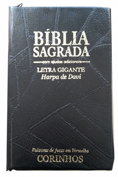 BÍBLIA LETRA GIGANTE COM HARPA - CAPA COM ZIPER PRETA