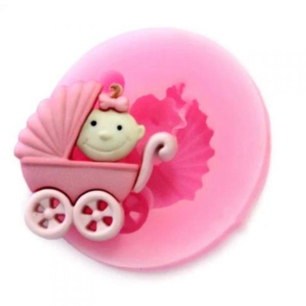 Molde / Forma Silicone Bebê no Carrinho