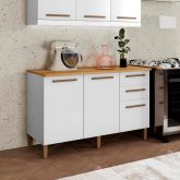 Balcao Diamante 120 3P2G Branco Arte Moveis