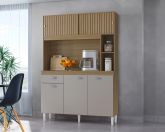 A882.Kit Cozinha Duda 120 5P1G Damasco Ripado 3D.Off White Poquema