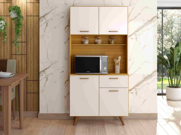 Kit Cozinha Izis 90 4P1G1N Freijo.Off White Poliman