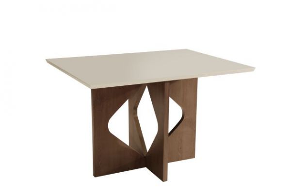 Mesa Moscou 120x90 Tmp Mdf Vidro Chocolate.Off White Cel