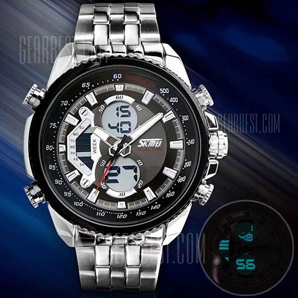 Skmei 0993 Double Time Men Quartz Digital Watch 3ATM à prova d'água