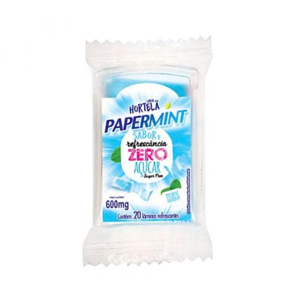 PAPERMINT LÂMINAS REFRESCANTES COMESTÍVEIS ZERO AÇUCAR SABOR HORTELÃ