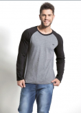 Camiseta Actual com Manga Raglan Chumbo e Preta