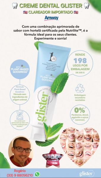 CREME DENTAL IMPORTADO GLISTER 200 GR