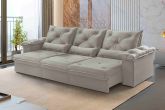 Estofado Retratil Reclinavel Atlas 320 3x90 Veludo Bege Claro 02 Idealle