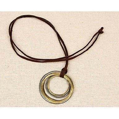 moda retro do punk ex rodada colar de pingente de liga de couro marrom (1 pc) #02428378