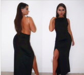 Vestido Longo Com Costas De Fora E Sem Manga preto