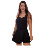 Short Saia Fenda Falsa De Lado