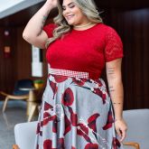 Vestido Plus Luxo Evangekico XG Vermelho