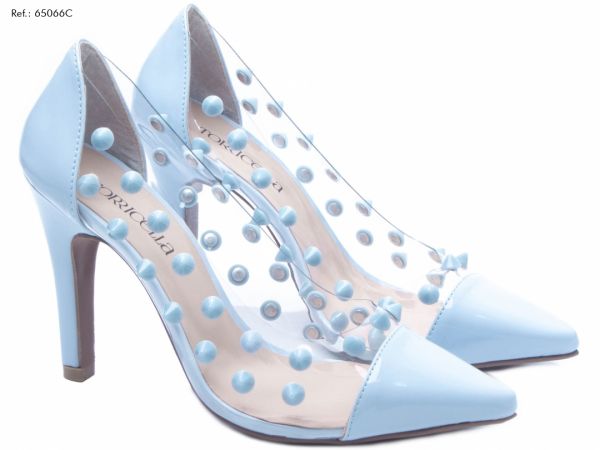 Sapato Scarpin Azul Verniz Azul e Vinil