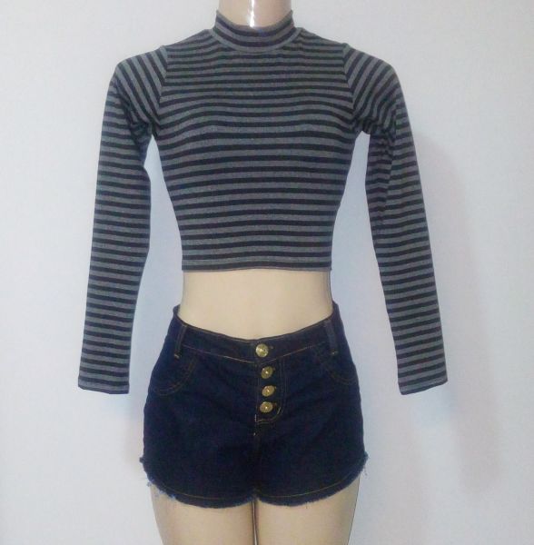 Cropped Gola Alta, Manga Longa.
