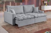 Sofa Cama Niteroi 220 2xModulos 100cm Brc 10cm Linho Cinza 2665 Idealle