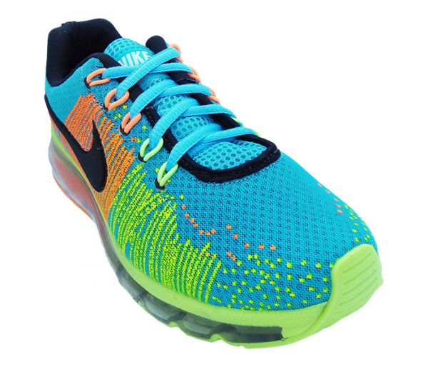 Tênis Nike Flyknit Air Max Azul, Laranja e Verde