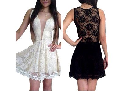 Mini Vestido rodado com flores de Renda